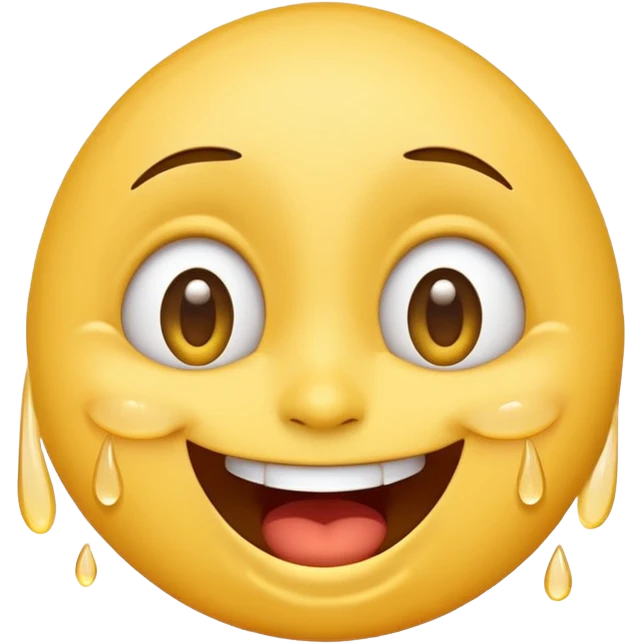 Emoji, laughing face with lots of tears of joy exactly from eyes, wide smile, big eyes emoji