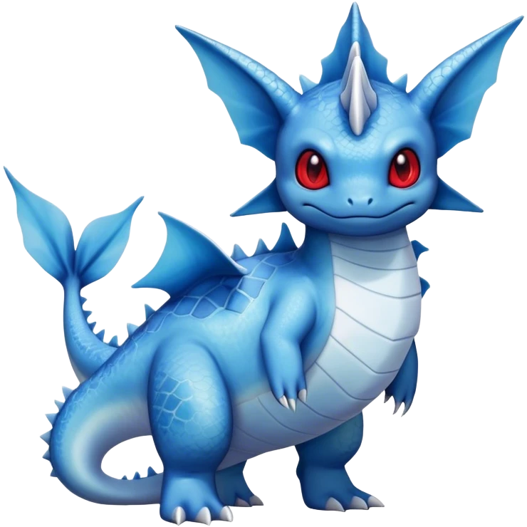 Edgy cool Lapras-Vaporeon-creature-hybrid full body, four legs, red eyes,  emoji