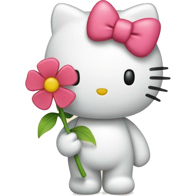 Hello kitty holding a flower emoji
