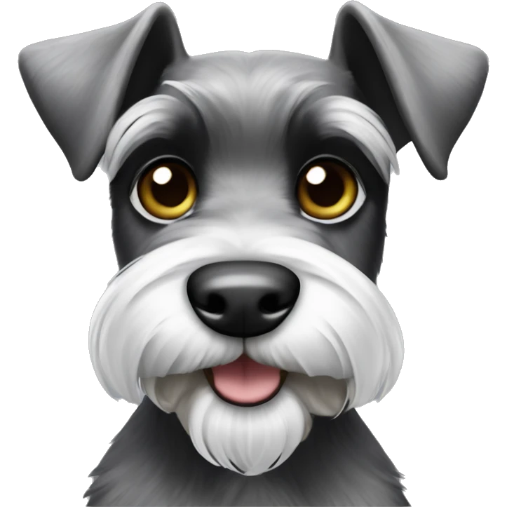 Mini schnauzer black & white playing with grey ears emoji