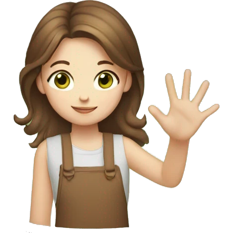 girl giving high five, green eyes, brown hair emoji