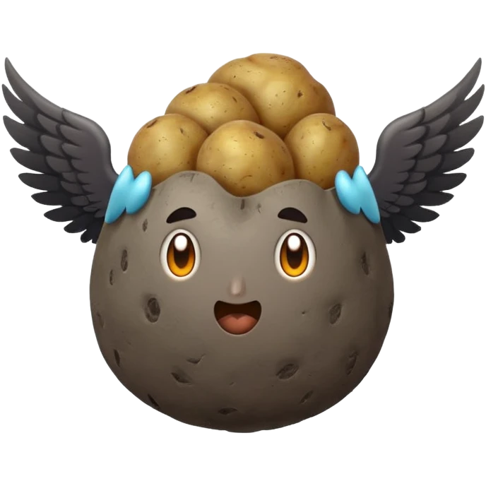 storm cloud and a potato with wings emoji