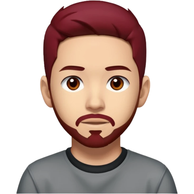 Mike Shinoda with dark red hair, brown eyes emoji