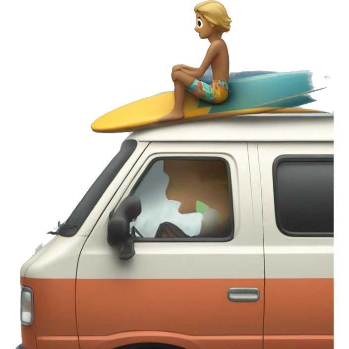 Surfer Watching the waves From the back of a van emoji