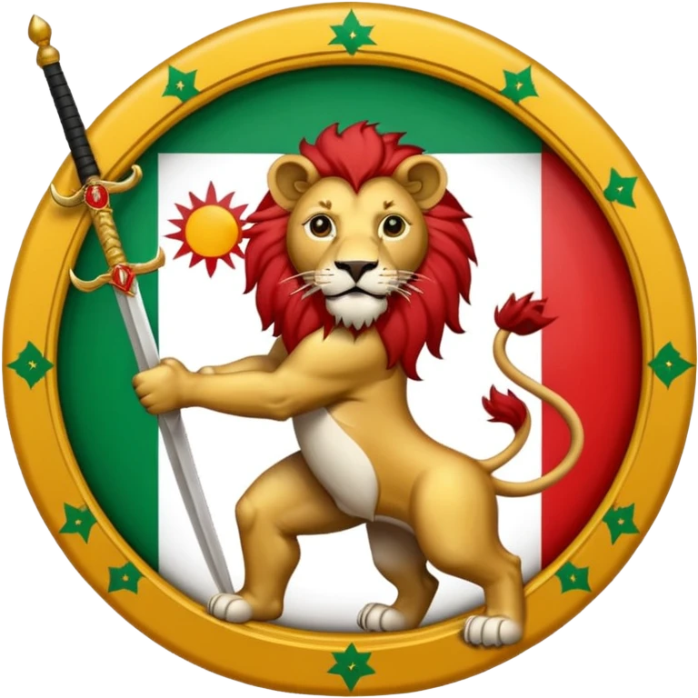 پرچم ایران که وسطش شیر و خورشید که دست شیر شمشیر emoji
