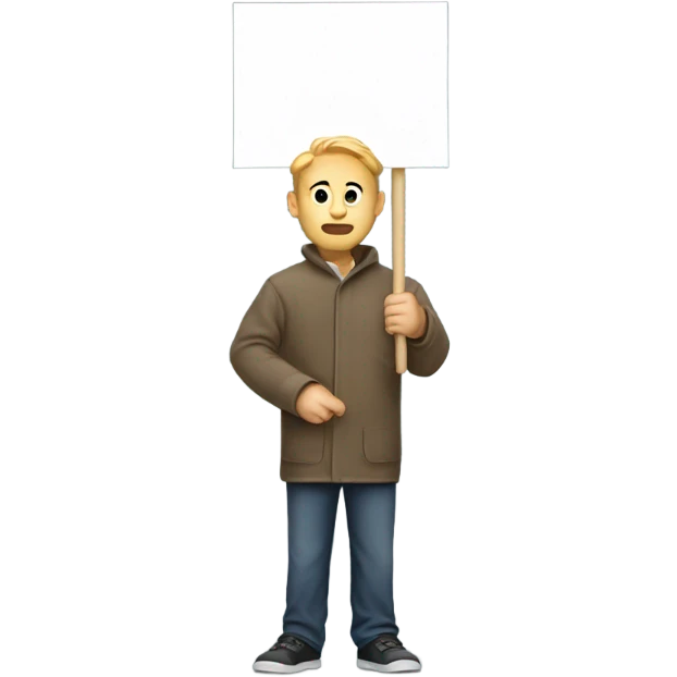 white man holding placard on stick emoji