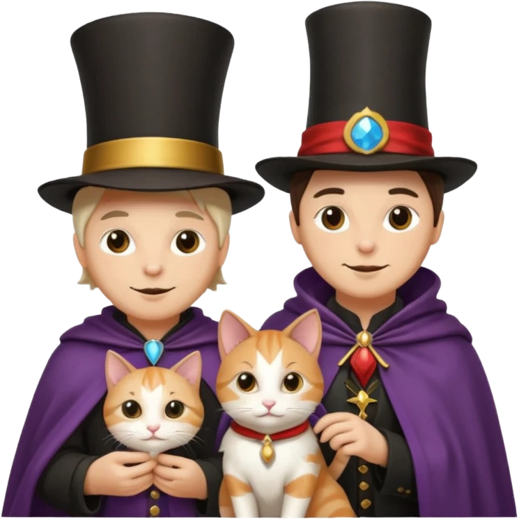 magician couple and their pet cat emoji