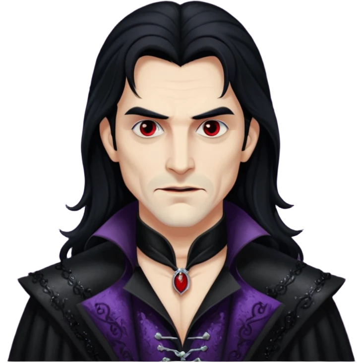 Valdislaus Dracula from Van Helsing with long black hair, black sequin outfit emoji
