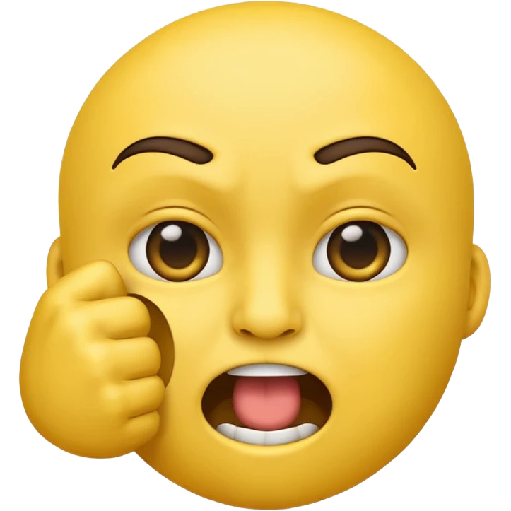Emoji face with squinty eyes and fist in front of mouth emoji