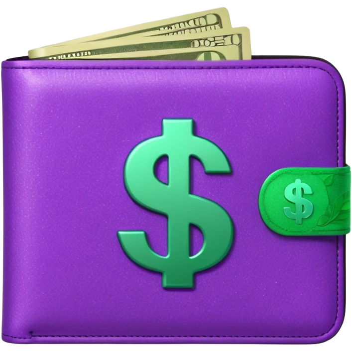 glitter purple wallet $ green symbol emoji