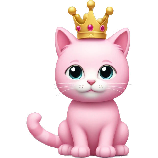 Pink cat with fluffy tail and crown ￼ emoji