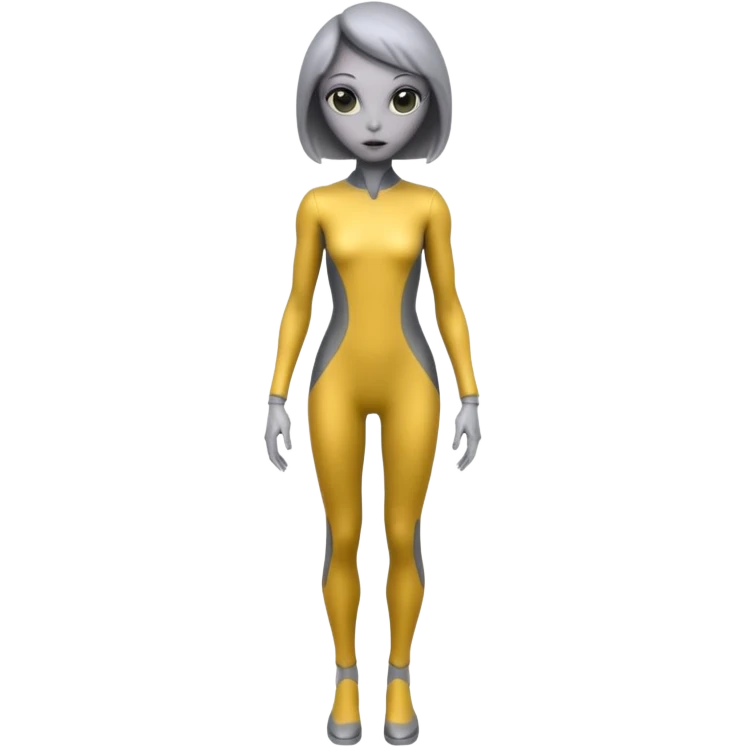 fullbody humanoid female gray alien emoji