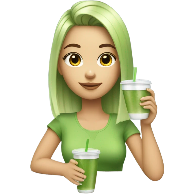 Clean girl drinking matcha emoji