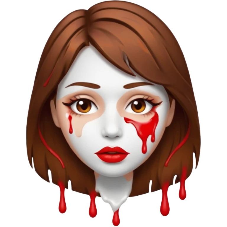 Brown Hair Woman , white paint , drip, face, hot  Sexy, lips emoji