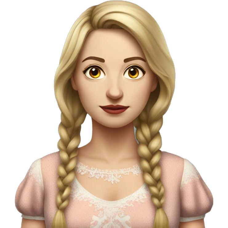 Russian woman full length in dress photorealistic serious emoji