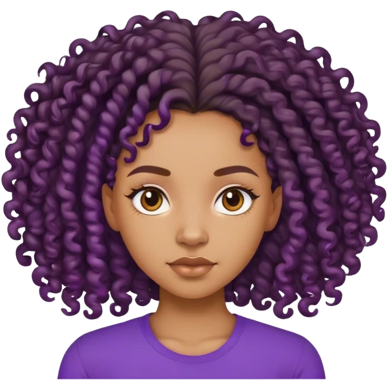 A lightskin black girl with  long 4a curls and purple shirt emoji