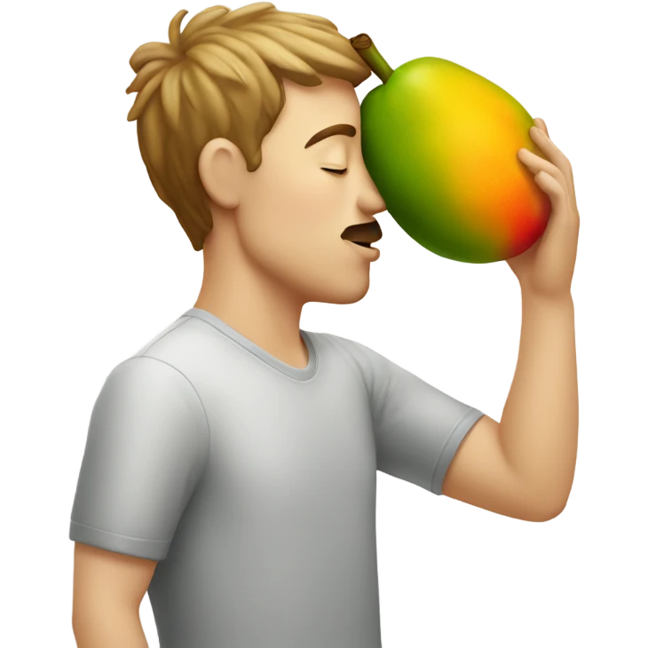 White guy kissing a Mango emoji