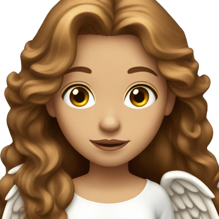 a female angel with long brown hair and hazel green eyes emoji