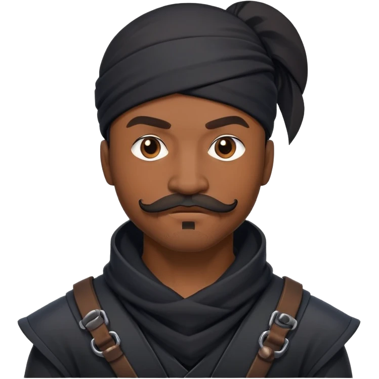 african-american web developer mustache mercenary black asymmetrical ninja hacker emoji
