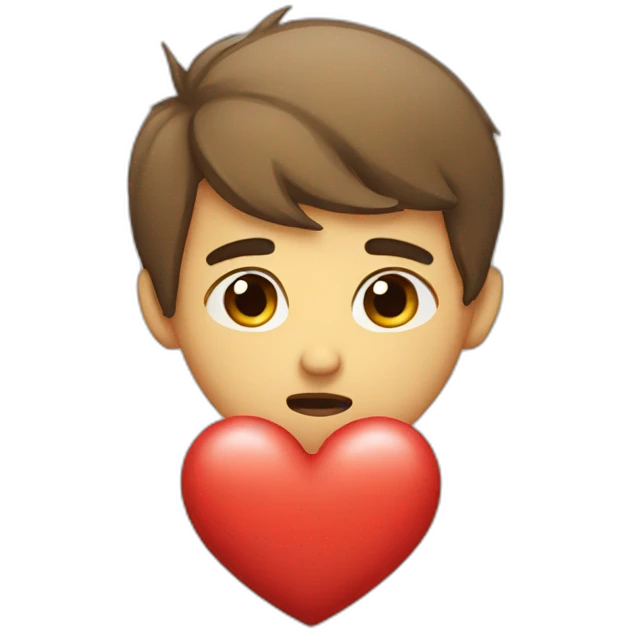 sad boy giving heart emoji