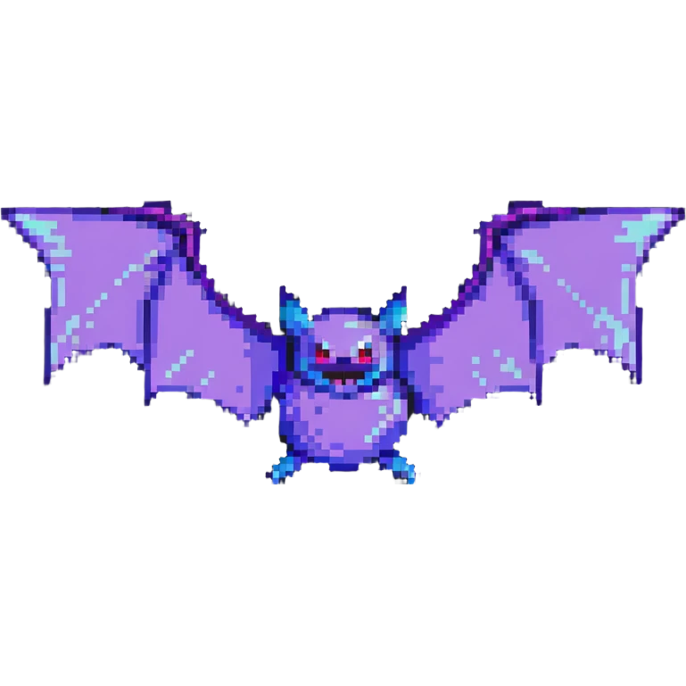 Zubat in pixel art style, simplified and retro emoji