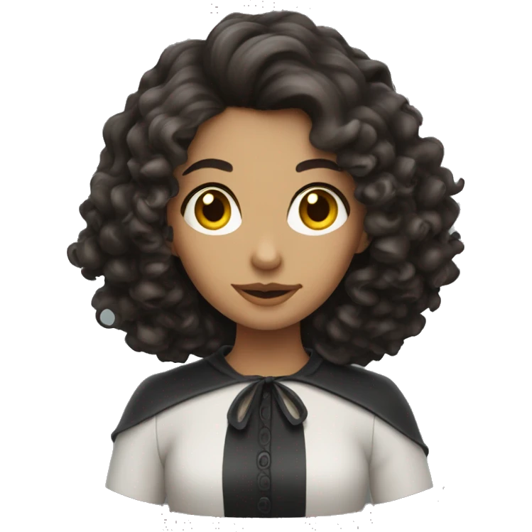 brunette girl photographer witch curls emoji