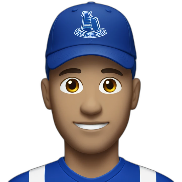 Male Everton fan with Everton hat emoji