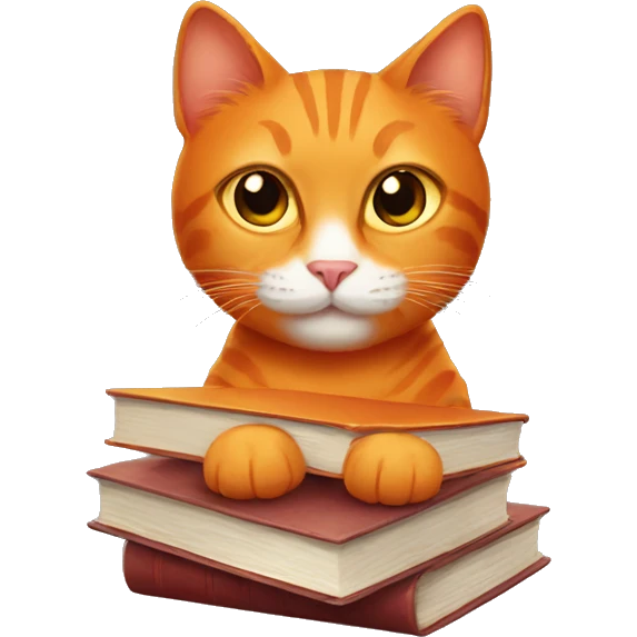 orange cat with books emoji