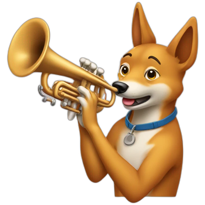 Dingo playing trumpet emoji