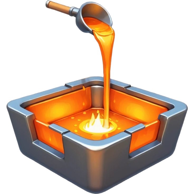 The crucible pours out metal, pixels style 32x32. emoji