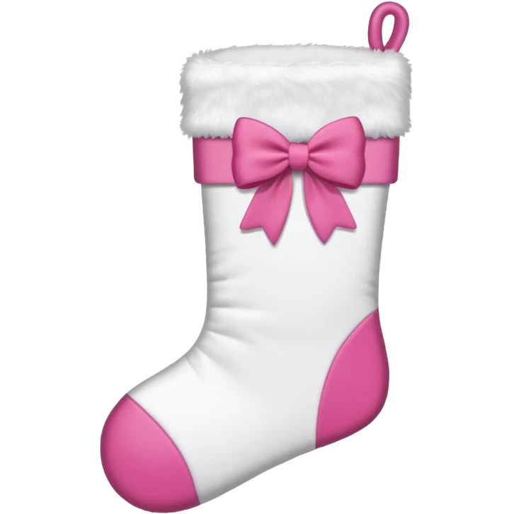 CHRISTMAS WHITE AESTHETIC STOCKING WITH A PINK BOW AT THE TO[ emoji