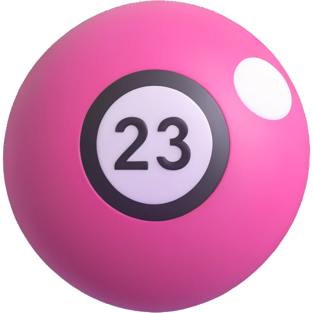 pink billiard ball with the number 23 inside a white circle emoji
