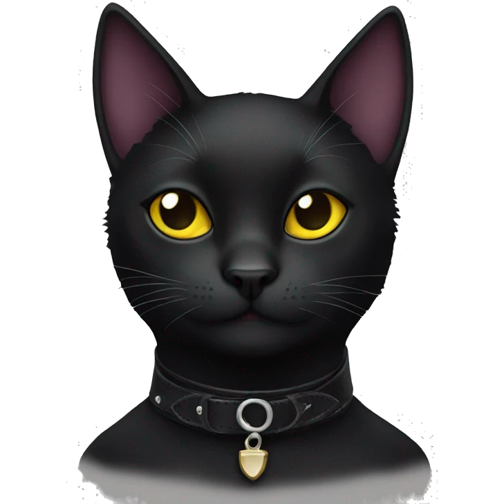 Black cat with goth collar emoji