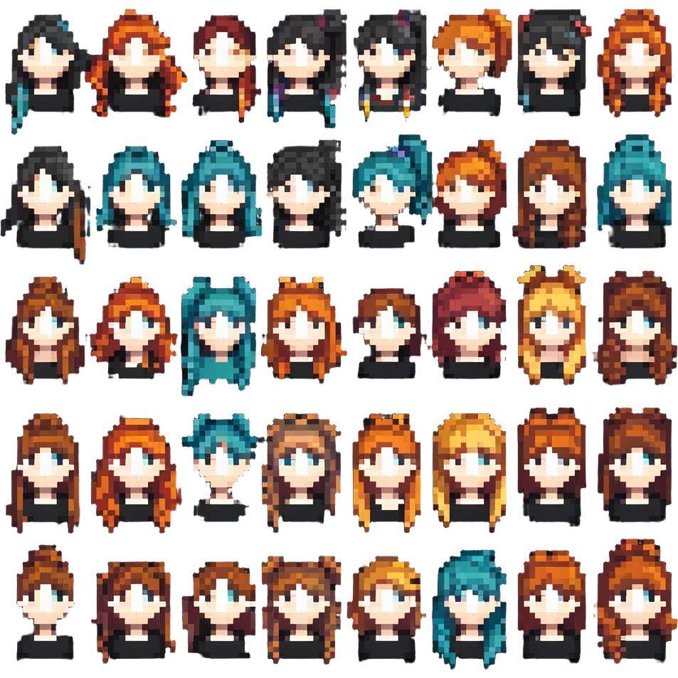 pixel art different hairstyles collection emoji