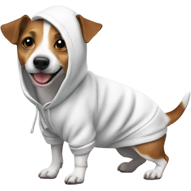 Jack russell wearing new year’s hoodie emoji