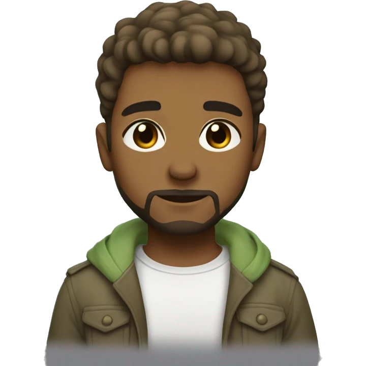 I want a cute chibi man with short hairs, light brown, 3 days beard, with light hazel green eyes emoji