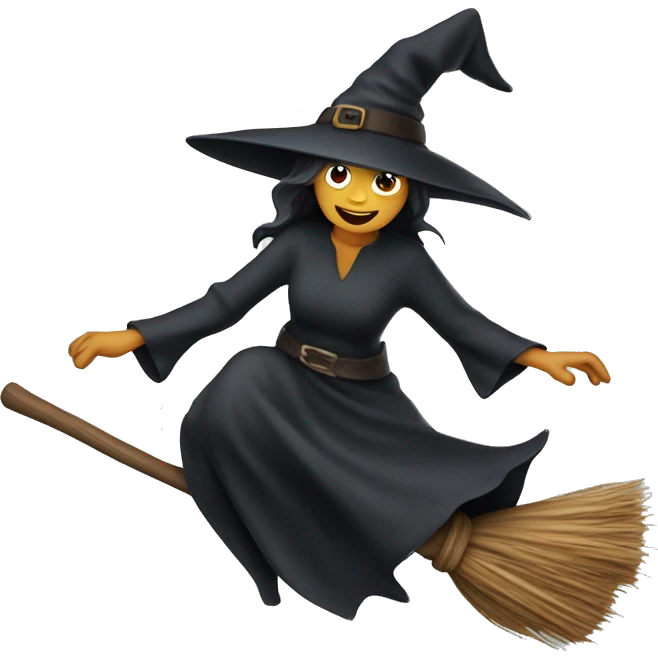 A witch flying on a broomstick emoji
