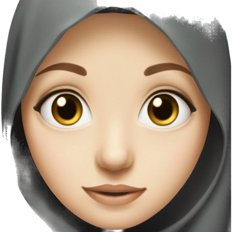A white-skinned girl wearing a black hijab has medium-sized eyes emoji
