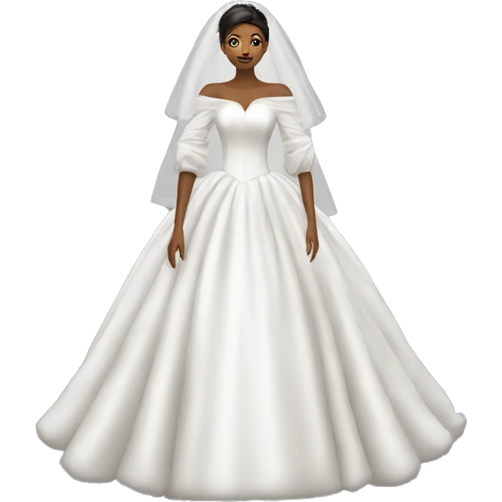 Isolated long puffy sleeve big off shoulder wedding dress emoji