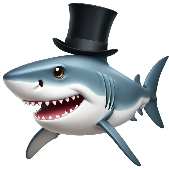 Shark with a top hat emoji