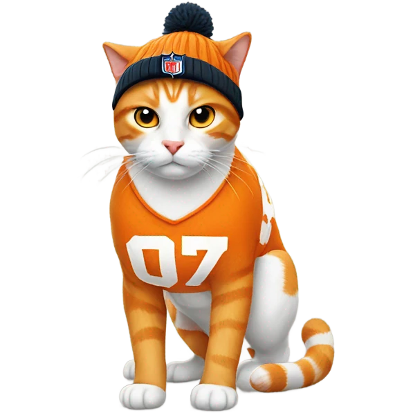 Orange and White Cat with NFL Beanie emoji