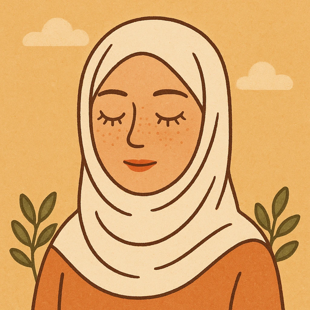 white girl with freckles, long eyelashes, thin lips, thin dark brown eyebrows, wearing a white hijab, neutral background, clean illustration emoji