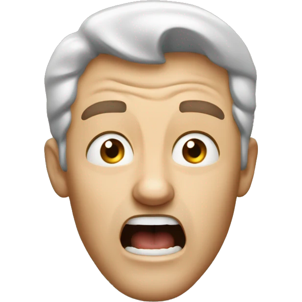Caucasian man screams in surprise emoji