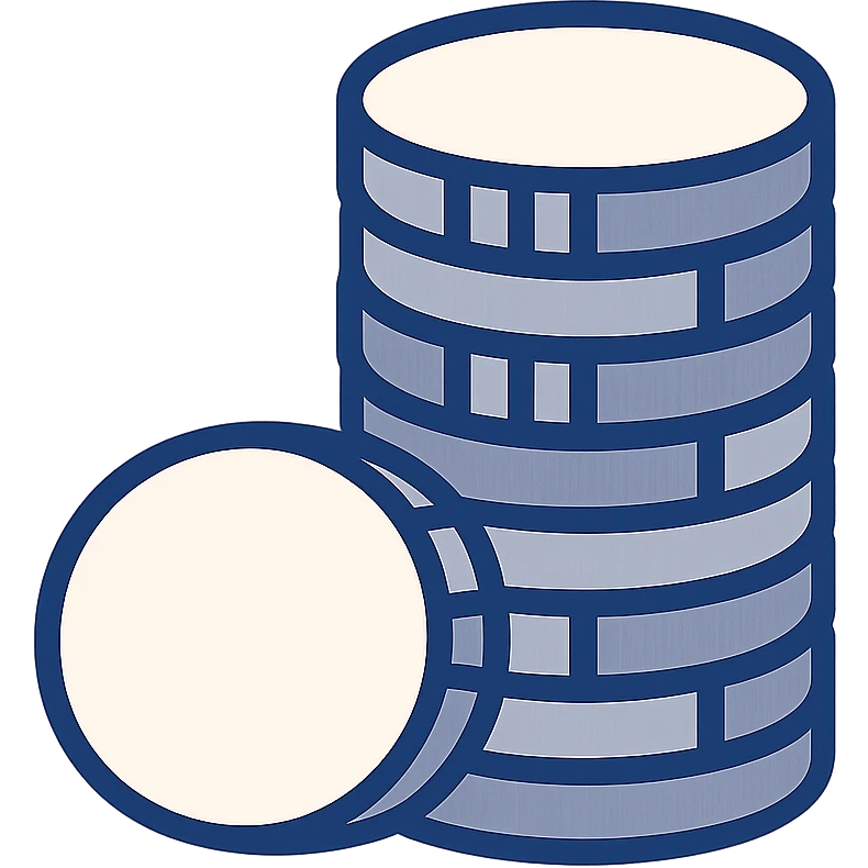 stack of silver coins, modern look, rounded shapes, simple design emoji