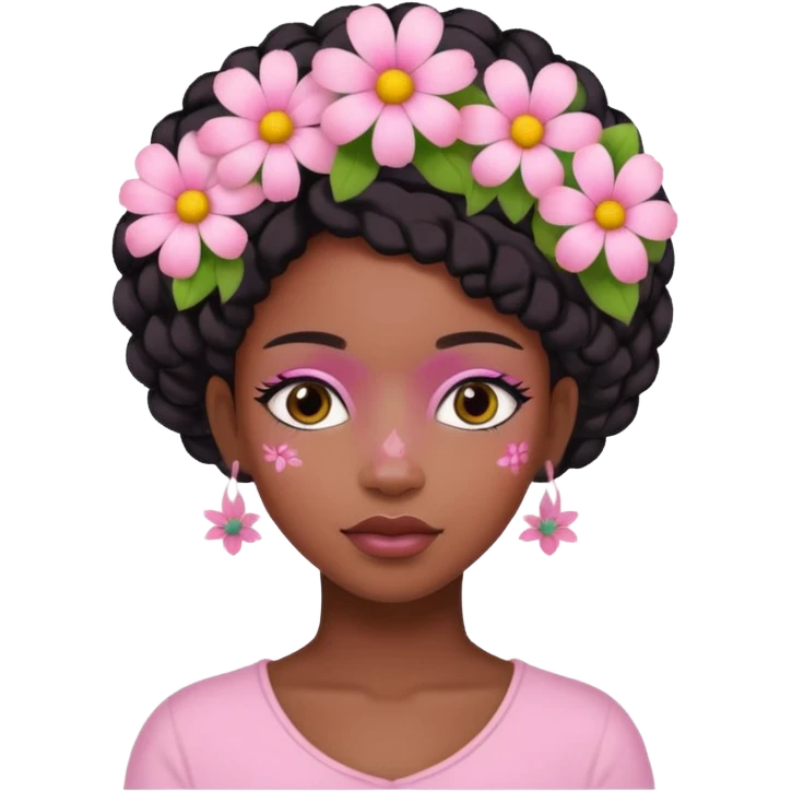 Pastel Pink Black Girl With Flowers emoji