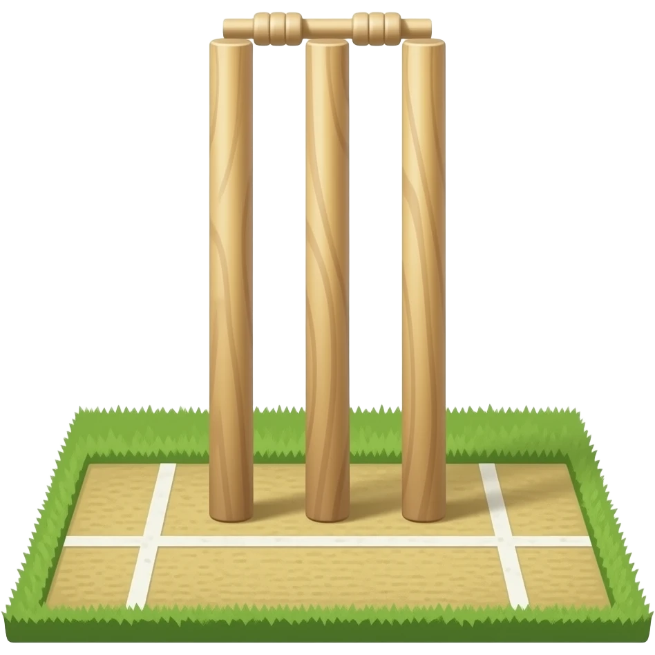 cricket stumps with pitch (No text on stums) emoji