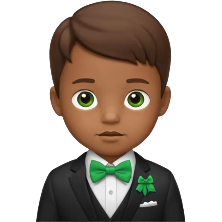baby boy brown hair in suit, with green bow emoji
