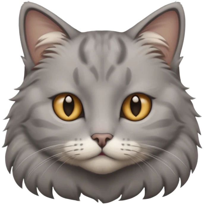 Gray cat with calm eyes, half body emoji