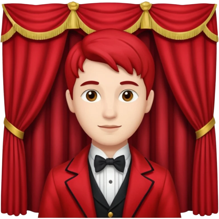 male theater student with curtain behind emoji