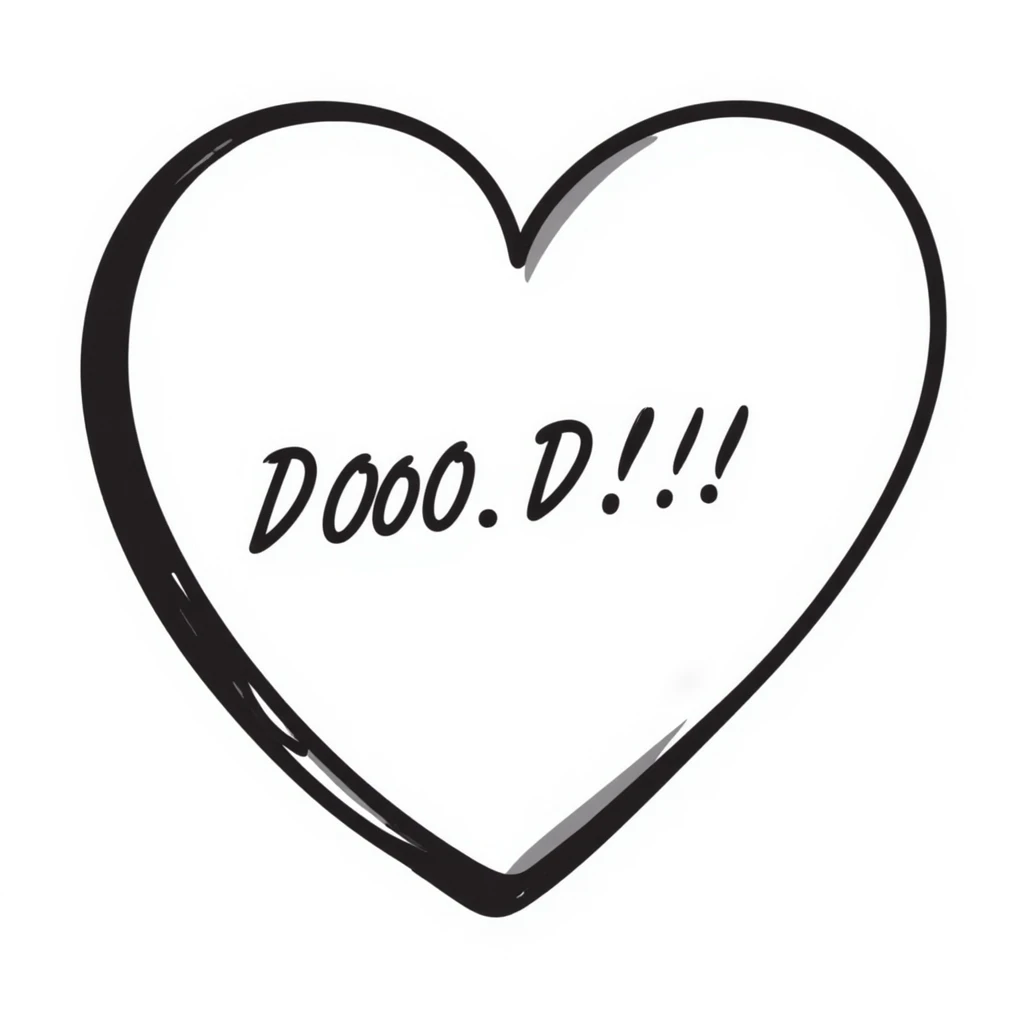 heart-shaped sticky note with handwritten text emoji